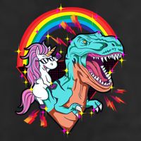 Unicorn Riding T Rex Rainbow Synthwave Dinosaur Gift Premium Pullover Hoodie