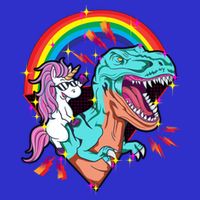 Unicorn Riding T Rex Rainbow Synthwave Dinosaur Gift T-Shirt