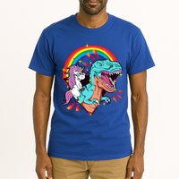 Unicorn Riding T Rex Rainbow Synthwave Dinosaur Gift Tall T-Shirt