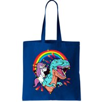 Unicorn Riding T Rex Rainbow Synthwave Dinosaur Gift Bag