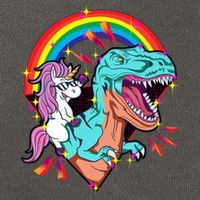 Unicorn Riding T Rex Rainbow Synthwave Dinosaur Gift Cotton Canvas Backpack
