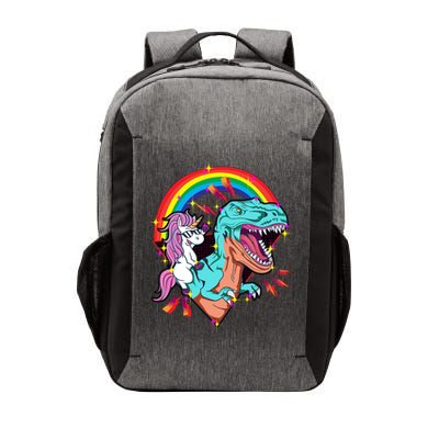 Unicorn Riding T Rex Rainbow Synthwave Dinosaur Gift Vector Backpack