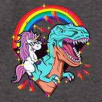 Unicorn Riding T Rex Rainbow Synthwave Dinosaur Gift Vector Backpack
