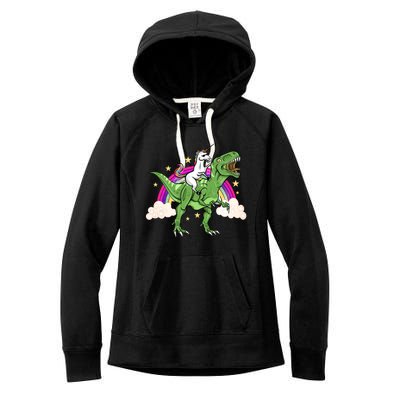 Unicorn Riding Trex Dinosaur Gift Women's Fleece Hoodie