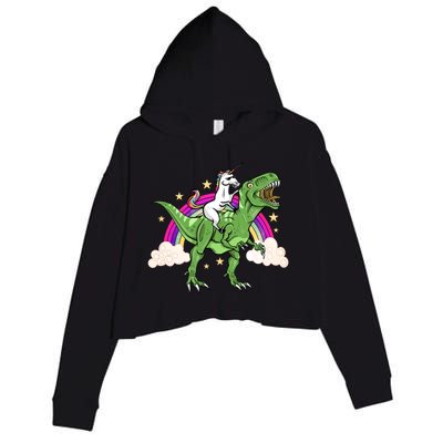 Unicorn Riding Trex Dinosaur Gift Crop Fleece Hoodie