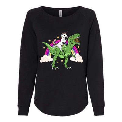 Unicorn Riding Trex Dinosaur Gift Womens California Wash Sweatshirt