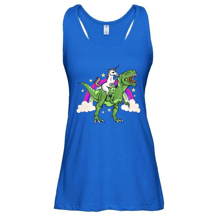 Unicorn Riding Trex Dinosaur Gift Ladies Essential Flowy Tank