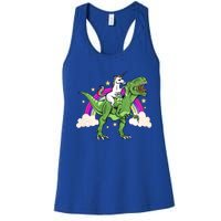 Unicorn Riding Trex Dinosaur Gift Women's Racerback Tank