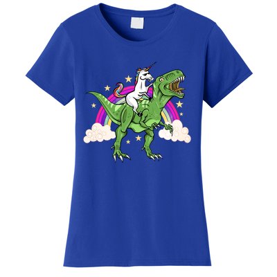 Unicorn Riding Trex Dinosaur Gift Women's T-Shirt