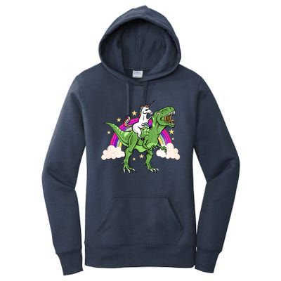 Unicorn Riding Trex Dinosaur Gift Women's Pullover Hoodie