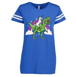 Unicorn Riding Trex Dinosaur Gift Enza Ladies Jersey Football T-Shirt