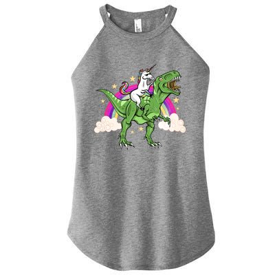 Unicorn Riding Trex Dinosaur Gift Women's Perfect Tri Rocker Tank