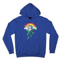 Unicorn Riding Trex Dino Dinosaur Rainbow Fun Unicorn Gift Hoodie