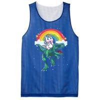 Unicorn Riding Trex Dino Dinosaur Rainbow Fun Unicorn Gift Mesh Reversible Basketball Jersey Tank