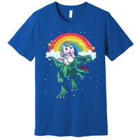 Unicorn Riding Trex Dino Dinosaur Rainbow Fun Unicorn Gift Premium T-Shirt