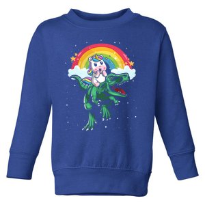 Unicorn Riding Trex Dino Dinosaur Rainbow Fun Unicorn Gift Toddler Sweatshirt