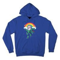 Unicorn Riding Trex Dino Dinosaur Rainbow Fun Unicorn Gift Tall Hoodie