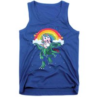 Unicorn Riding Trex Dino Dinosaur Rainbow Fun Unicorn Gift Tank Top