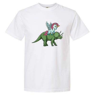 Unicorn Riding Triceratops Funny Dinosaurs Cool Gift Garment-Dyed Heavyweight T-Shirt