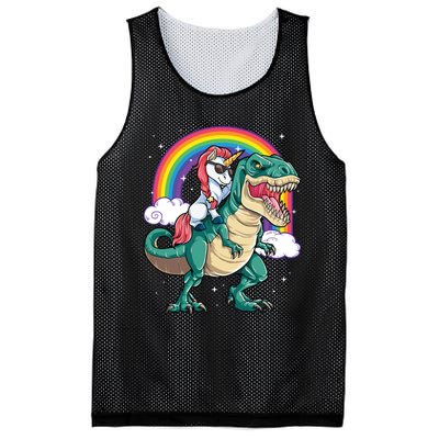 Unicorn Riding T Rex Dinosaur Rainbow Mesh Reversible Basketball Jersey Tank