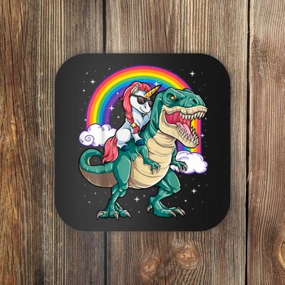 Unicorn Riding T Rex Dinosaur Girls Rainbow Coaster