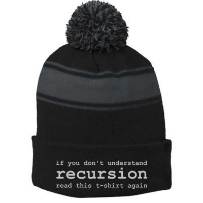 Understanding Recursion Stripe Pom Pom Beanie