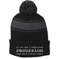 Understanding Recursion Stripe Pom Pom Beanie