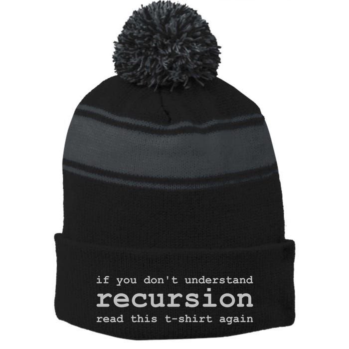 Understanding Recursion Stripe Pom Pom Beanie