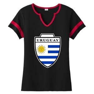 Uruguay Country Soccer Crest Ladies Halftime Notch Neck Tee