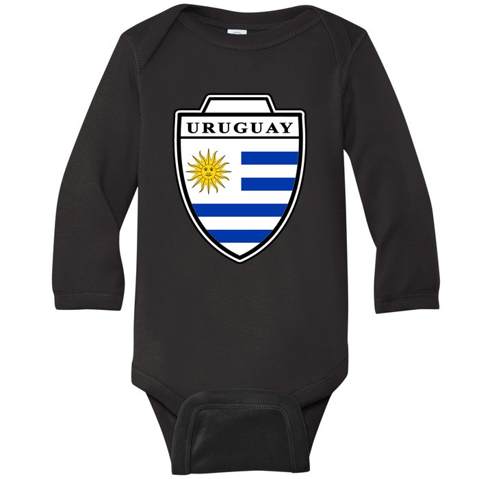 Uruguay Country Soccer Crest Baby Long Sleeve Bodysuit