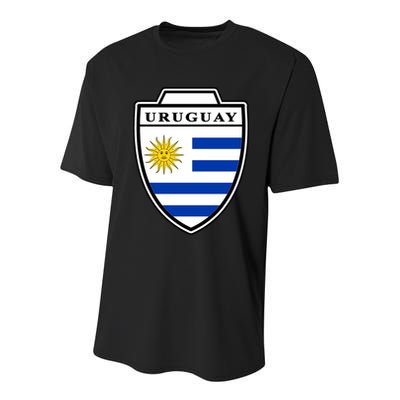 Uruguay Country Soccer Crest Youth Performance Sprint T-Shirt