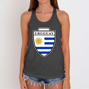 Uruguay Country Soccer Crest Women's Knotted Racerback Tank