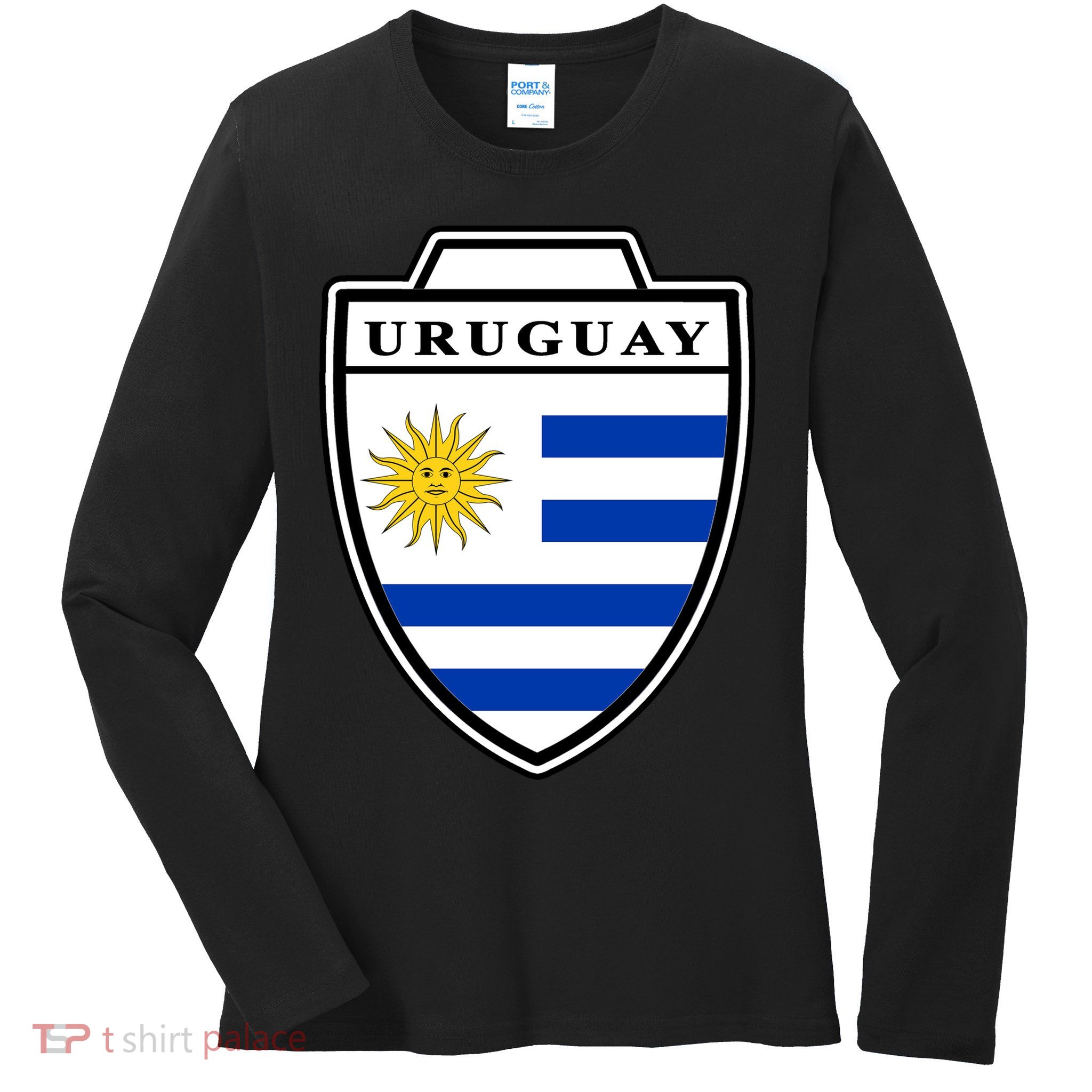 Uruguay Country Soccer Crest Ladies Long Sleeve Shirt