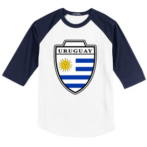 Uruguay Country Soccer Crest Baseball Sleeve Shirt