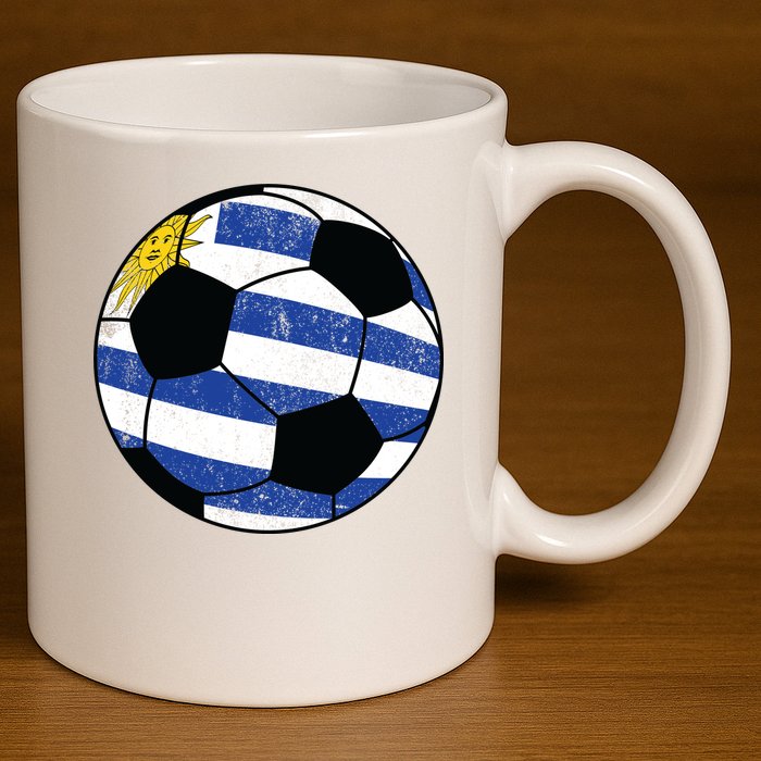 Uruguay soccer ball 11oz C Handle Ceramic Mug
