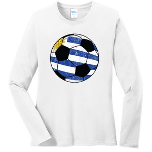 Uruguay soccer ball Ladies Long Sleeve Shirt