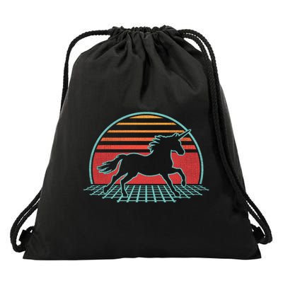 Unicorn Retro Vintage 80s Style Horse Lover Gift Cool Gift Drawstring Bag