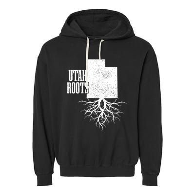 Utah Roots Vintage Usa Patriotic Pride State Map Garment-Dyed Fleece Hoodie