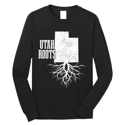 Utah Roots Vintage Usa Patriotic Pride State Map Long Sleeve Shirt