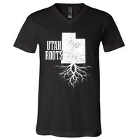 Utah Roots Vintage Usa Patriotic Pride State Map V-Neck T-Shirt