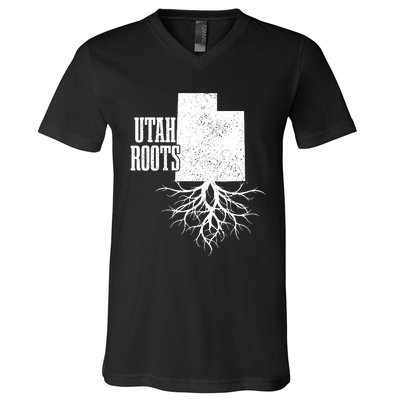 Utah Roots Vintage Usa Patriotic Pride State Map V-Neck T-Shirt