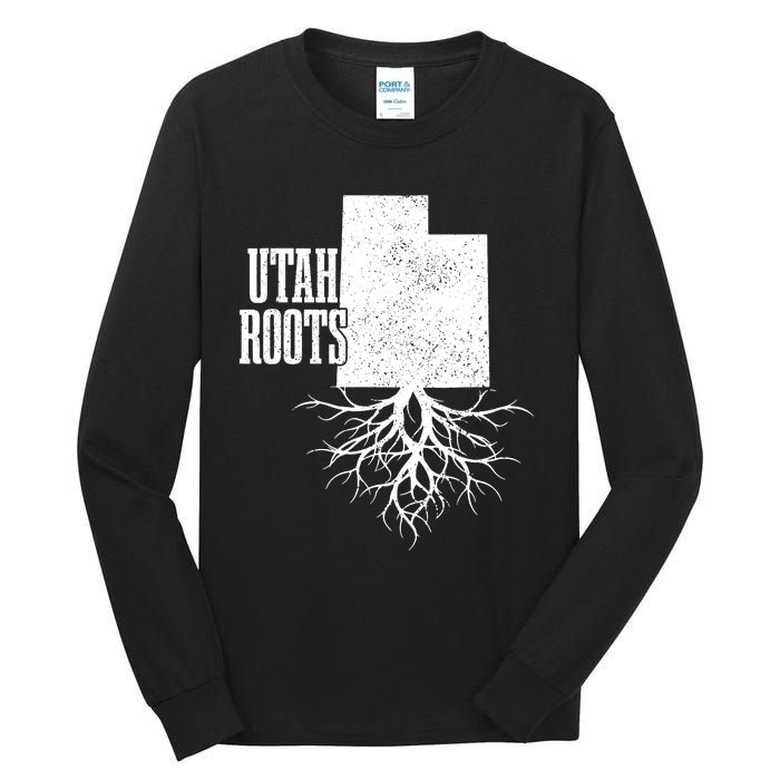 Utah Roots Vintage Usa Patriotic Pride State Map Tall Long Sleeve T-Shirt