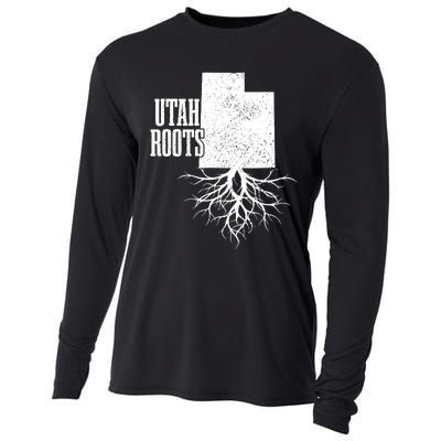 Utah Roots Vintage Usa Patriotic Pride State Map Cooling Performance Long Sleeve Crew