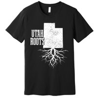 Utah Roots Vintage Usa Patriotic Pride State Map Premium T-Shirt