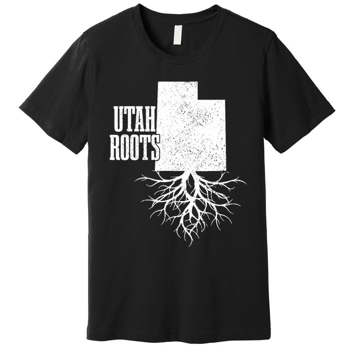 Utah Roots Vintage Usa Patriotic Pride State Map Premium T-Shirt