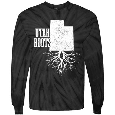 Utah Roots Vintage Usa Patriotic Pride State Map Tie-Dye Long Sleeve Shirt