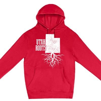 Utah Roots Vintage Usa Patriotic Pride State Map Premium Pullover Hoodie