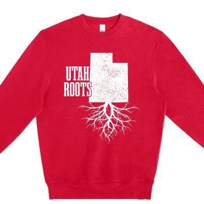 Utah Roots Vintage Usa Patriotic Pride State Map Premium Crewneck Sweatshirt