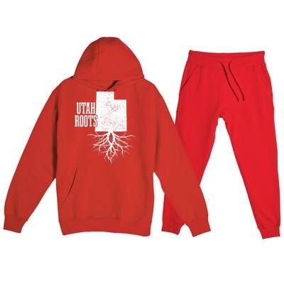 Utah Roots Vintage Usa Patriotic Pride State Map Premium Hooded Sweatsuit Set