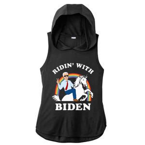 Unicorn Ridin With Biden Funny Joe Biden Ladies PosiCharge Tri-Blend Wicking Draft Hoodie Tank